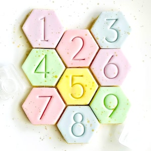 Grabador de fondant para edades - Set de sellos acrílicos SlimPress™ con números (0-9) - Grabador de cumpleaños