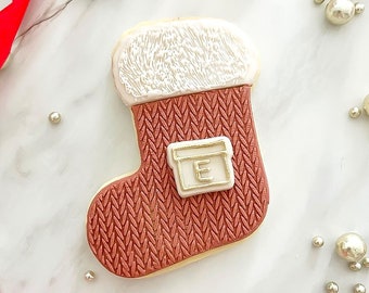 Knitted Christmas Stocking Embosser & Cutter Set | Festive Reverse Pop-up Debosser Stamp | Christmas Baking Gift Ideas