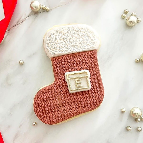 Knitted Christmas Stocking Embosser & Cutter Set | Festive Reverse Pop-up Debosser Stamp | Christmas Baking Gift Ideas