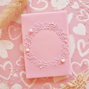 Floral Heart Wreath Reverse Embosser Stamp