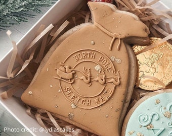 North Pole Sleigh Mail Embosser & Cutter Set | Festive Reverse Pop-up Debosser Stamp | Christmas Baking Gift Ideas