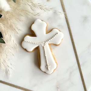 Crucifix Cross with Rosary Beads Cutter & Embosser Set - Holy Communion/Baptism/Christening Cookie Decorating
