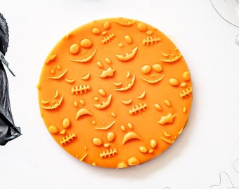 Halloween Reverse Embosser Stamp, Pumpkin Faces Fondant Debosser Stamp, Decorating Tools For Bakers