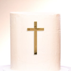 Cross Cake Charm | Mirror Acrylic Cross | Topper For Christening Cake, Baptism Cake Charms, Cupcake Charm, First Holy Communion Cake Decor
