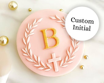 Personalised Holy Cross Embosser Stamp - Reverse Fondant Embosser -  First Holy Communion Cake Decor - Christening Cookie Stamp
