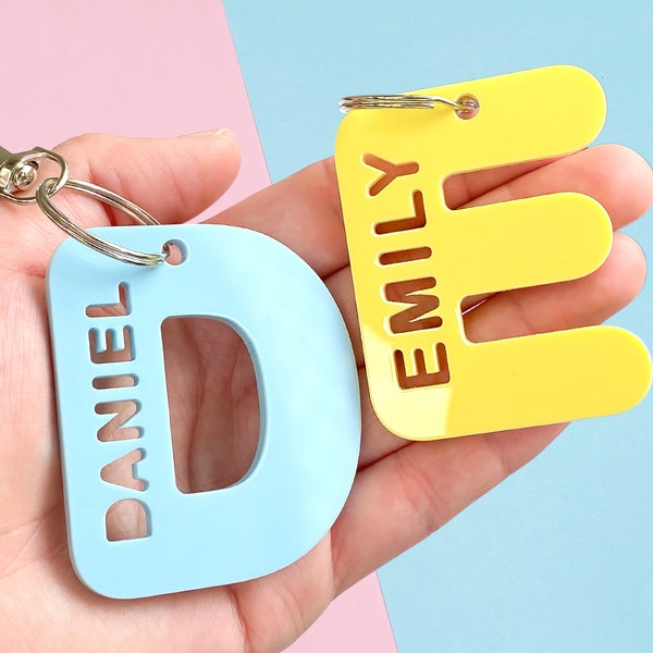 Personalised Name Keyring / Keychain | Back To School Personalised Children's Bag Tag | Children's Gift Idea | Large Letter Keyring