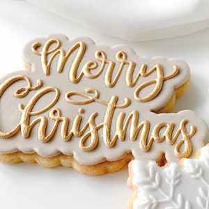 Merry Christmas Embosser & Cutter Set | Festive Reverse Pop-up Debosser Stamp | Christmas Baking Gift Ideas