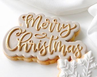 Merry Christmas Embosser & Cutter Set | Festive Reverse Pop-up Debosser Stamp | Christmas Baking Gift Ideas