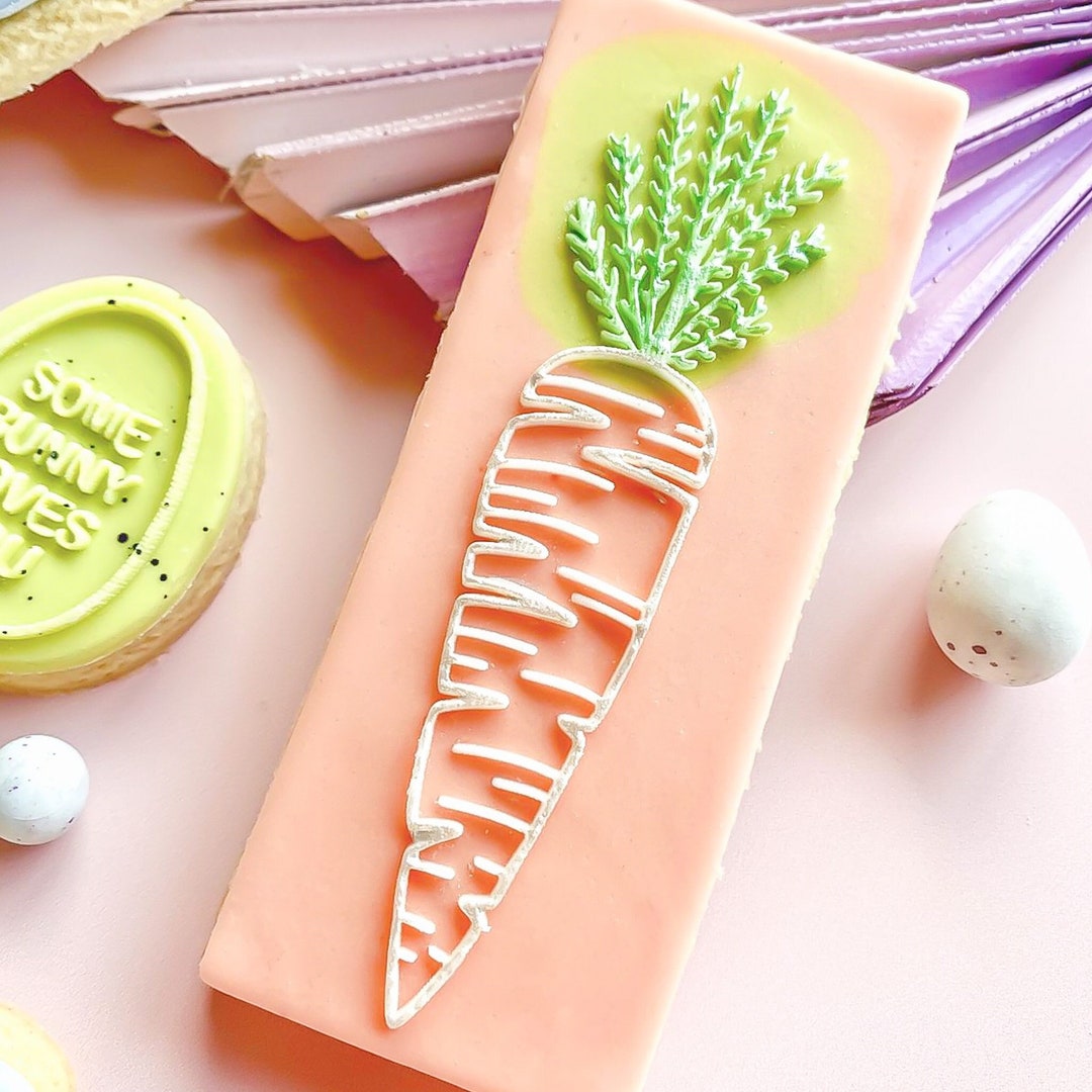Embosser Small Rectangle Easter Embosser Stamp | Bunny Carrot Reverse Embosser | Rectangle ...