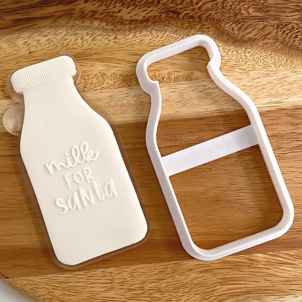 Milk For Santa, Milk Bottle Embosser & Cutter Set | Festive Reverse Pop-up Debosser Stamp | Christmas Baking Gift Ideas