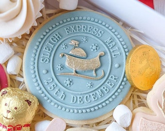 Sleigh Mail Embosser Stamp, Christmas Baking Gift Ideas, Pop-up / Debosser + Optional Cookie Cutter