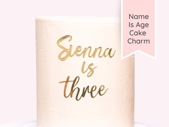 Name Is Age Cake Charm | Custom Age Mirror Acrylic Topper | Birthday Cake Decor | Baking Accessories | Multiple Sizes / Colours