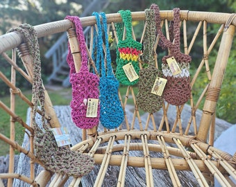 Porta bolsa de agua crossbody Ganchillo Cáñamo y algodón Hecho a mano