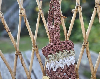 Bolso bandolera porta bolsa de agua Crochet Cáñamo y algodón Hecho a mano