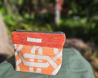 Bolsa de viaje para maquillaje cosmético Naranja Tejido 100% reutilizado