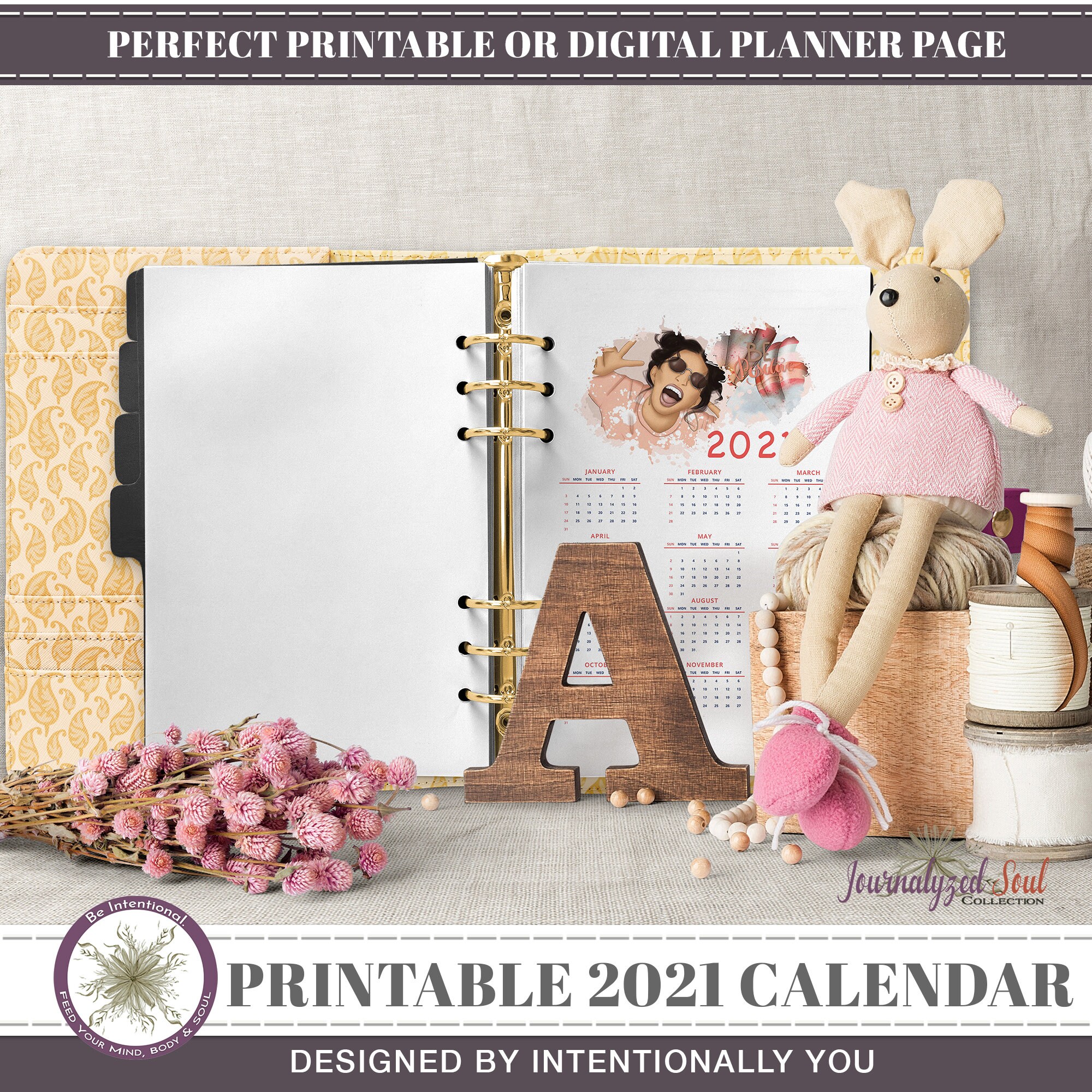 2021 Printable Girls Wall Calendar Gratitude Journal | Etsy