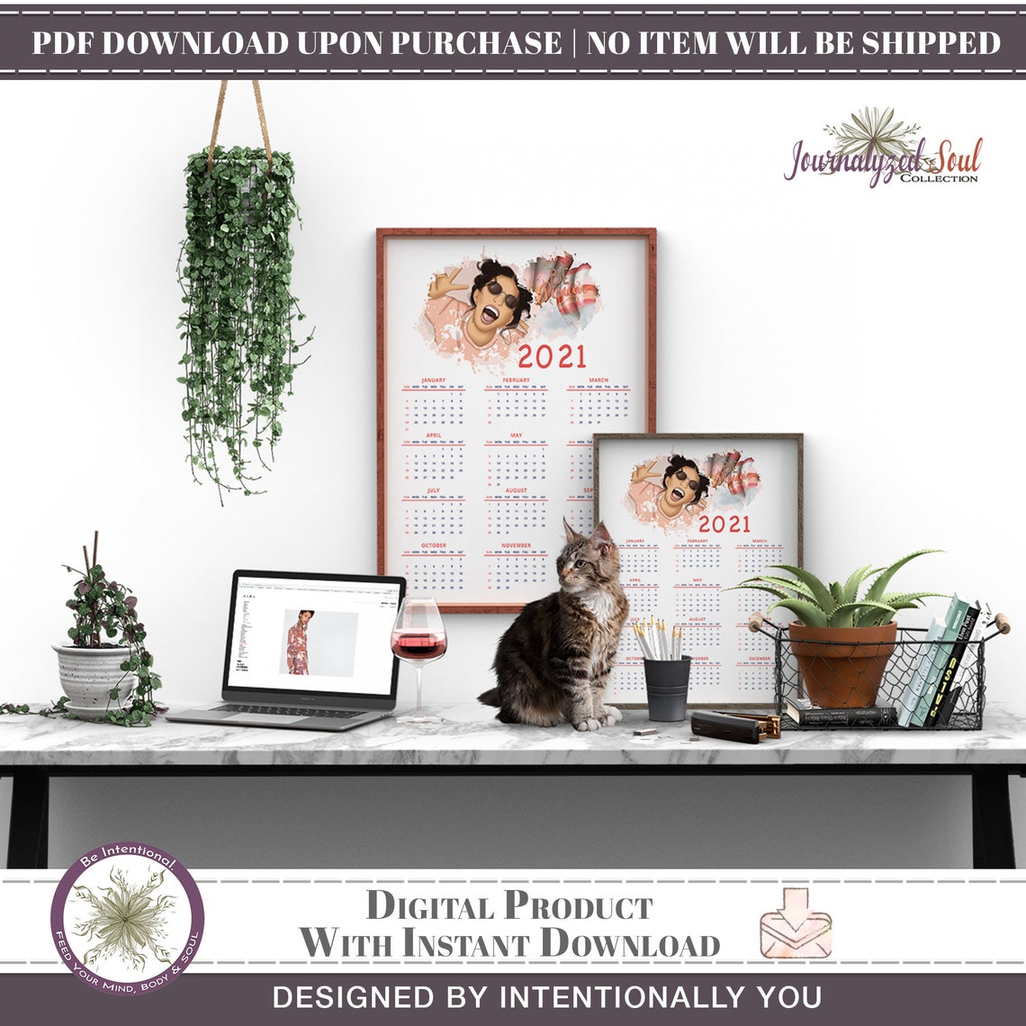 2021 Printable Girls Wall Calendar Gratitude Journal | Etsy