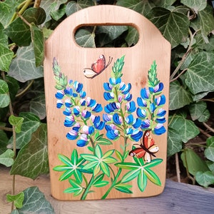 Bluebonnet wooden rustic wall decor, Texas Bluebonnets painting, Wall hanging, Wall decor, Original hand painted, Wall Art Kitchen, Ukranian