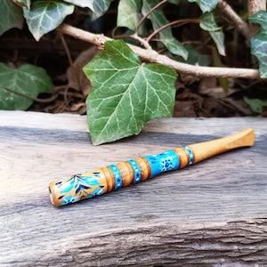 Slim cigarette holder, Flower blue cigarette holder, Wooden regular cigarette holder, Wood mouthpiece Long cigarette holder Accessories pipe