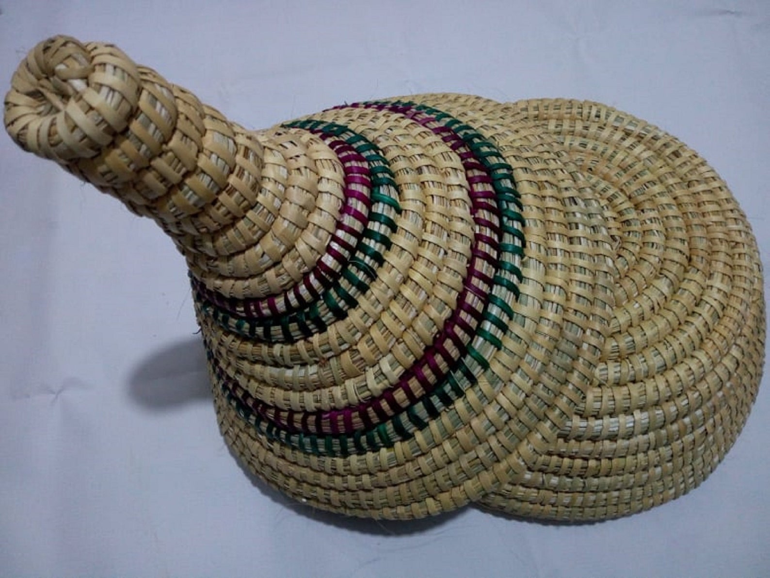 Moroccan Hand Woven Bread Basket With Conical Lid Cover Natural Cane