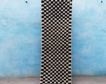 Moroccan Rug Runner, Berber Runner, Checkered runner rug