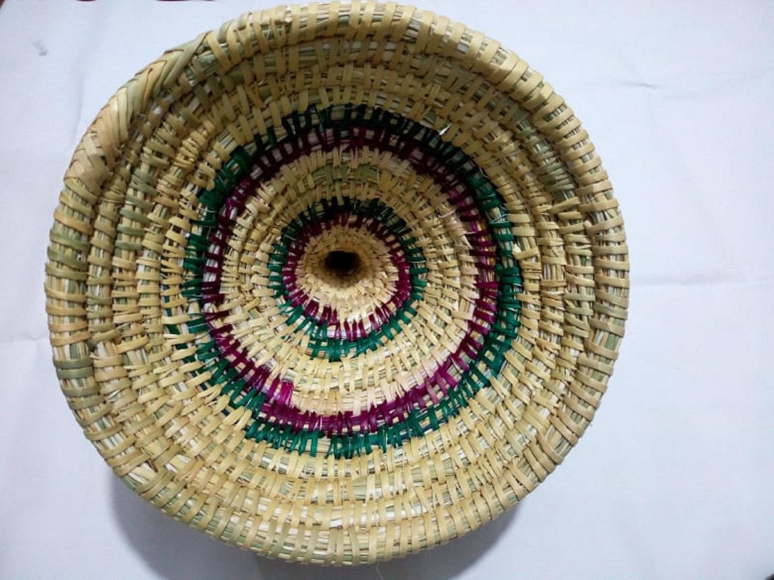 Moroccan Hand Woven Bread Basket With Conical Lid Cover Natural Cane