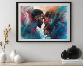 Black Family printable wall art | DIGITAL DOWNLOAD | Modern wall art | African portrait | Black art print | Black Family abstract art