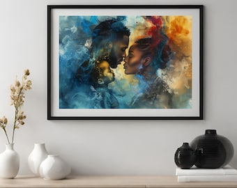 Black Family printable wall art | DIGITAL DOWNLOAD | Modern wall art | African portrait | Black art print | Black Family abstract art