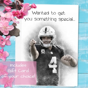 Las Vegas Raiders Derek Carr Tarjeta de felicitación - Tarjeta de regalo incluida - La tarjeta de los Raiders - Aniversario de cumpleaños Navidad Halloween NFL Regalo