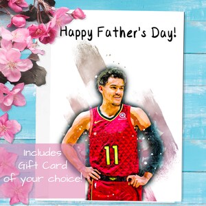 Carte de vœux Trae Fathers Day - Carte cadeau incluse - La carte Atlanta Hawks - Trae Young goat Hawks basket-ball NBA MVP