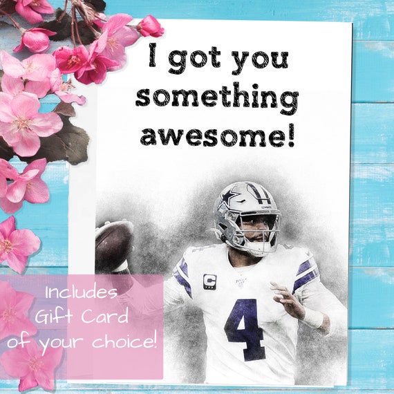 Dallas Cowboys Dak Prescott Greeting Card Gift Card Included - Etsy