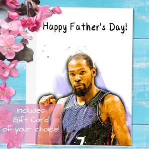 Carte de vœux de la fête des pères Durant - Carte cadeau incluse - La carte BKN Nets - Brooklyn Nets Kevin Durant basketball sportif NBA MVP Cadeau