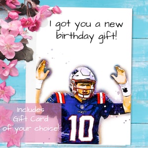 Mac Jones New England Patriots Tarjeta de felicitación - Tarjeta de regalo incluida - Pats Card - Aniversario de cumpleaños Navidad Halloween NFL Football Gift