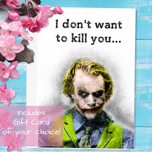 The Joker Heath Ledger Greeting Card - Gift Card Included - The Dark Knight Card - Birthday Anniversary Christmas Halloween Gift