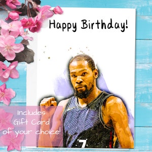 Durant alles Gute zum Geburtstag Grußkarte - Geschenk-Karte enthalten - die BKN Nets Karte - Brooklyn Nets Kevin Durant Sport Basketball NBA MVP Geschenk