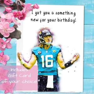 Trevor Lawrence Jacksonville Jaguars Tarjeta de felicitación - Tarjeta de regalo incluida - Tarjeta Jags - Cumpleaños Aniversario Navidad Halloween NFL Regalo