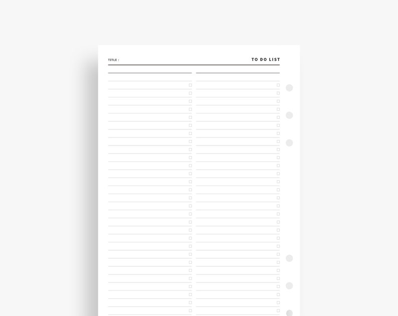 Printable to Do List Half Letter Inserts Check List Etsy