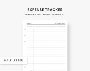 Half Letter Expense Tracker Printable Spending Log - Etsy