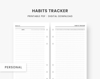 Inserts taille personnelle : Habits Tracker Imprimable, Monthly Tracker, Goal Planner, Routine Tracking Checklist, Habit Planner, Instant Download