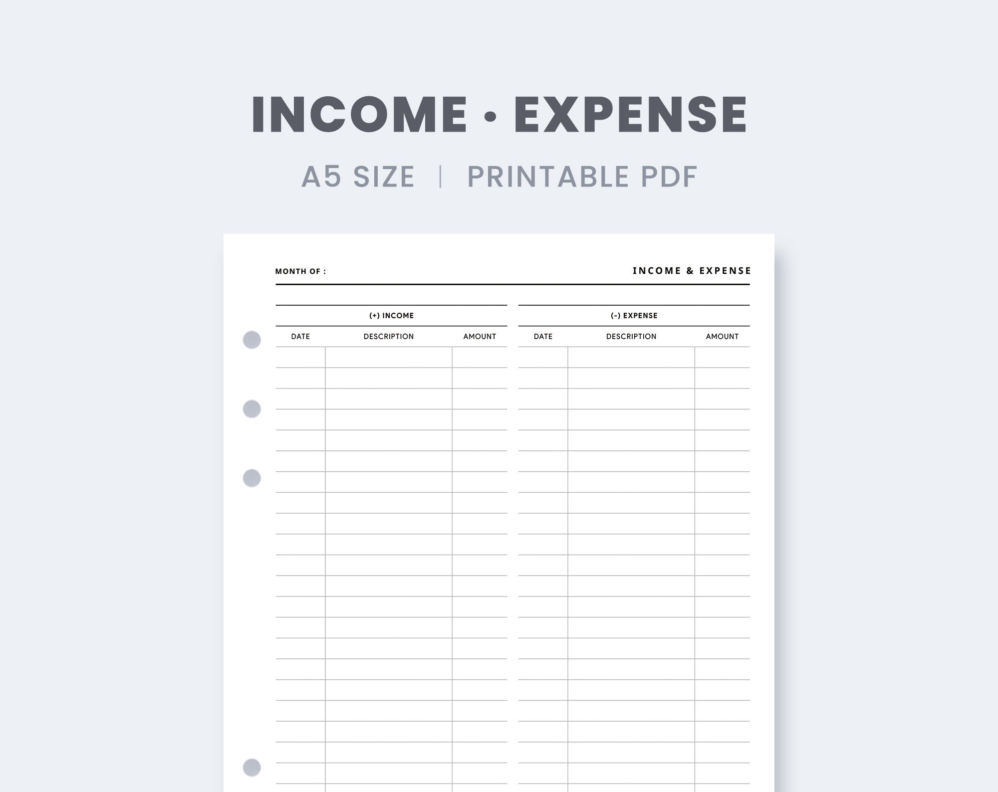 A5 Inserts : Printable Financial Planner Refills Monthly | Etsy