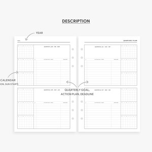 Yearly Calendar Printable, Quarterly Plan, Year at a Glance, Yearly ...