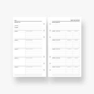 Personal Inserts : Meeting Planner, Meeting Notes Template, Discussion Notes, Meeting Minutes, Meeting Agenda, Meeting Pages Printable, PDF image 2