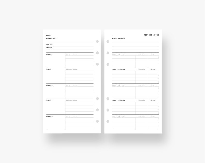 Personal Inserts : Meeting Planner, Meeting Notes Template, Discussion Notes, Meeting Minutes, Meeting Agenda, Meeting Pages Printable, PDF image 2