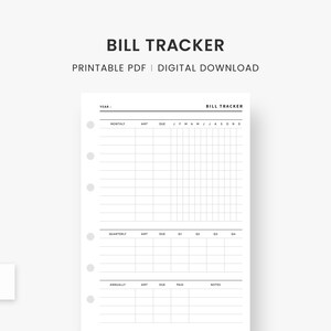 A6 Inserts : Bill Tracker Bill Planner Bill Organizer | Etsy