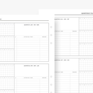 Yearly Calendar Printable, Quarterly Plan, Year at a Glance, Yearly ...