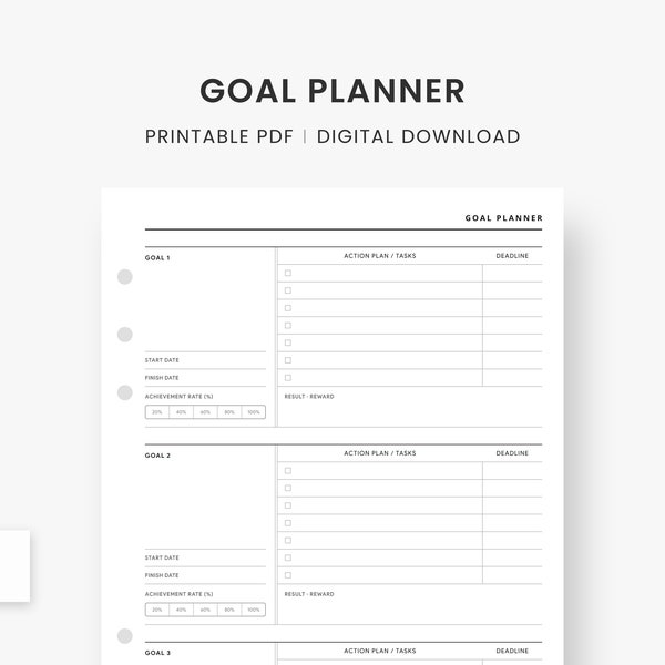 A5 Inserts : Goal Planner, Goal Setting, Goal Tracker, Productivity Planner, Goal Journal, Goal Printable, Goal Planning, Goal Action Plan