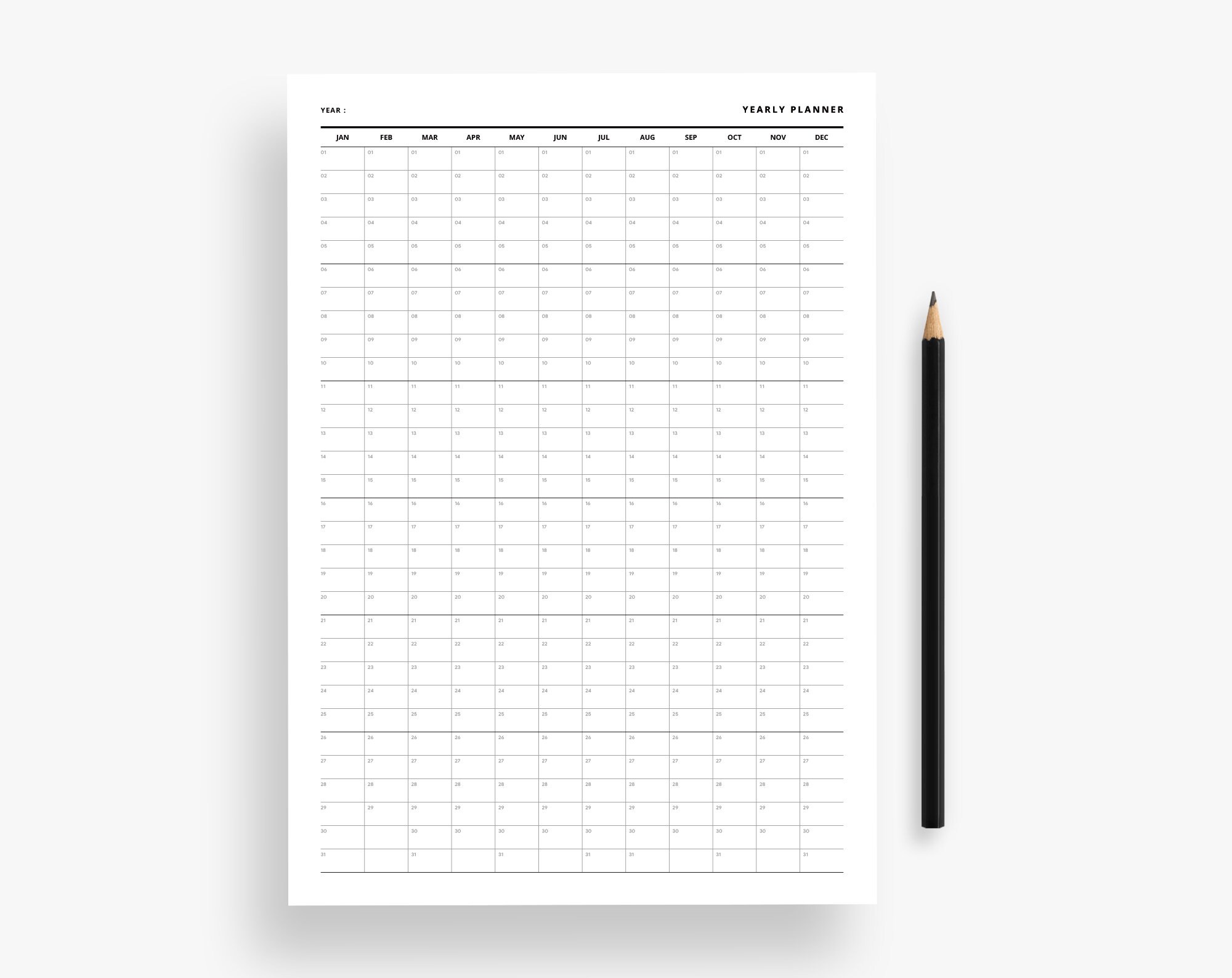 Year at a Glance Printable, Yearly Agenda &amp; Overview Planner Insert ...