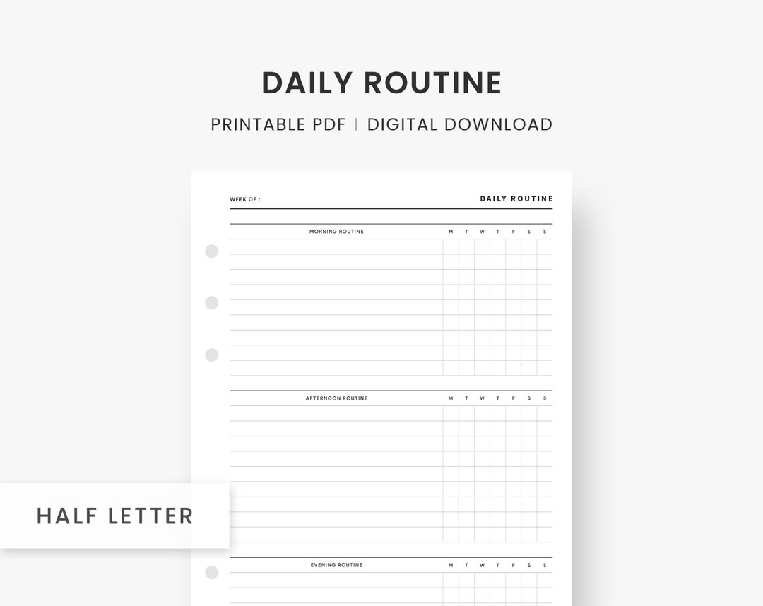 Daily Routine Planner Printable, Daily Organizer, Daily Habit Tracker