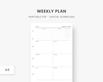 Weekly To Do List, Weekly Habit Tracker, Weekly Planner Printable, Weekly Organizer, Weekly Agenda, Undated Planner, A6 Inserts, PDF Planner