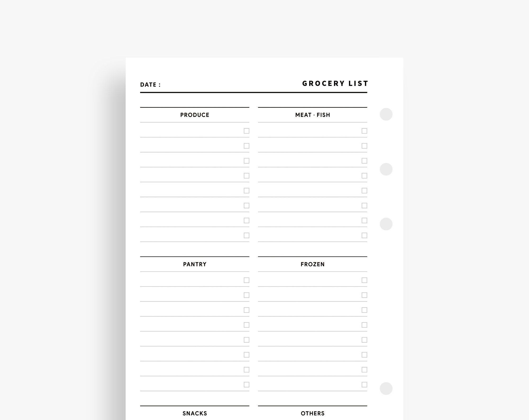 Personal Size Inserts Grocery List Printable Grocery Etsy